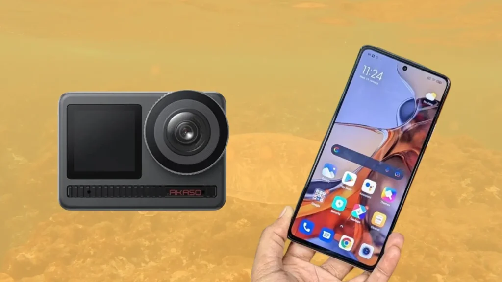 Travel vlog cameras used by Traveling Kunz, Akaso Brave 8 and a Xiaomi phone