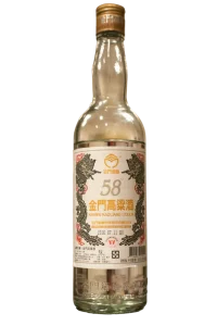 A bottle of Kinmen Kaoliang Liquor with 58% alcohol