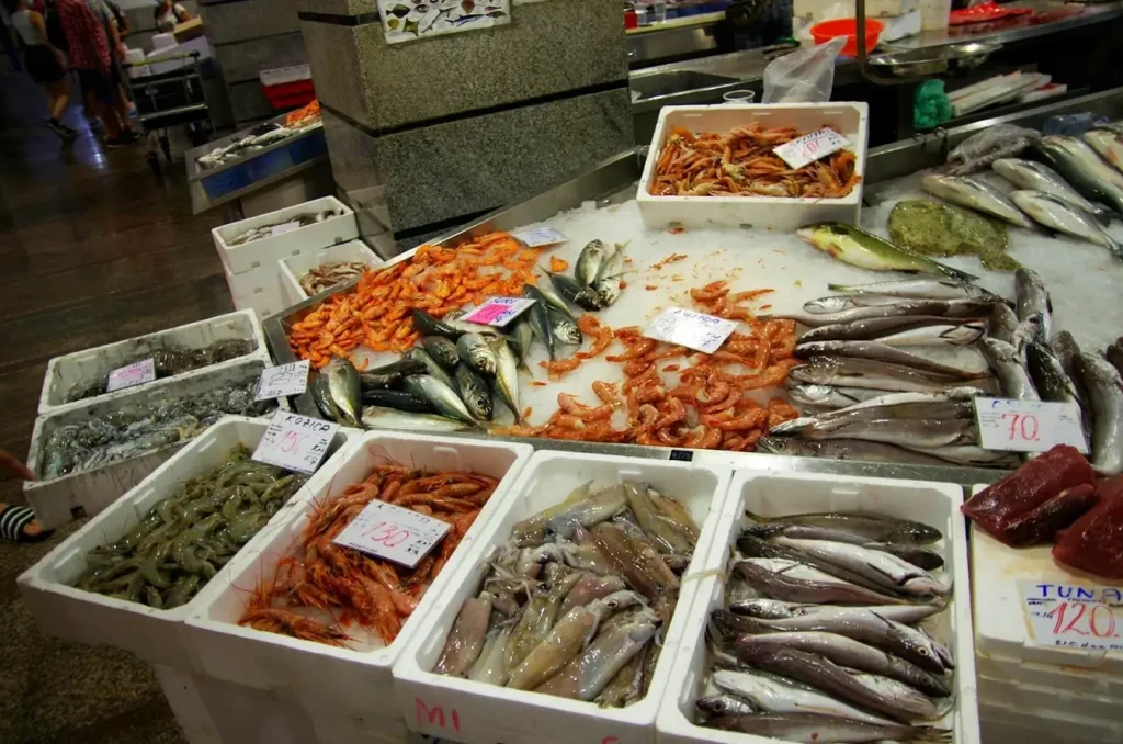 Fresh sea food on an asian market