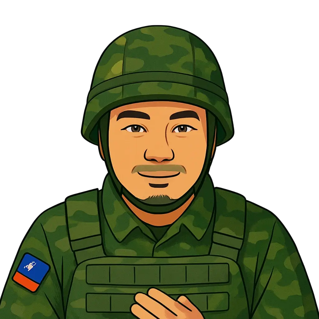 Solider of Taiwan in cartoon style with uniform