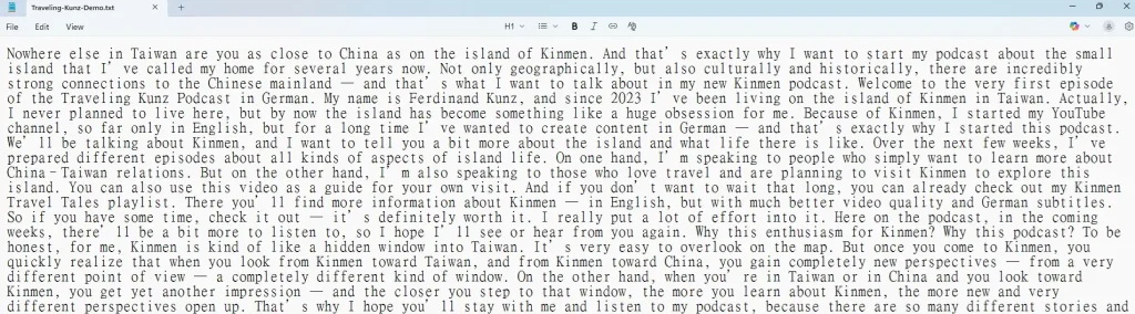 The Text for the AI voice-over is not ready and too bulky