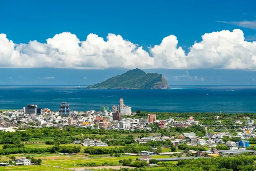 Yilan Panorama view with the Turtle Island in the background
