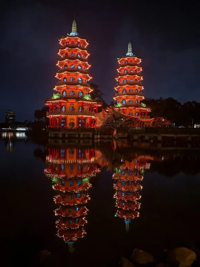 Lotus Pond in Kaohsiung, Taiwan at night