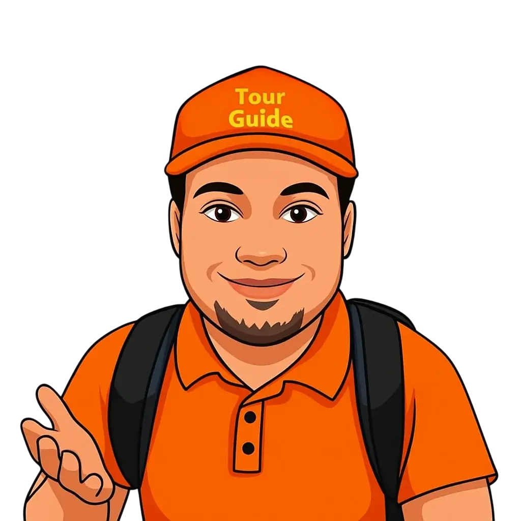 Travel Vlogger Ferdinand as a cartoon travel guide