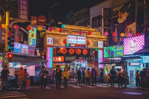 Raohe Night Market street in Songshan Taipei